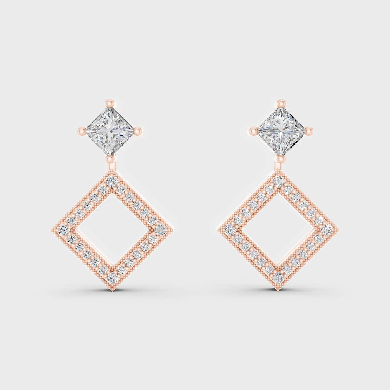 Premium Rose Gold Lab-Grown Diamond Convertible Earrings Featuring 0.54 Carat Each Certified Sparkling Diamond