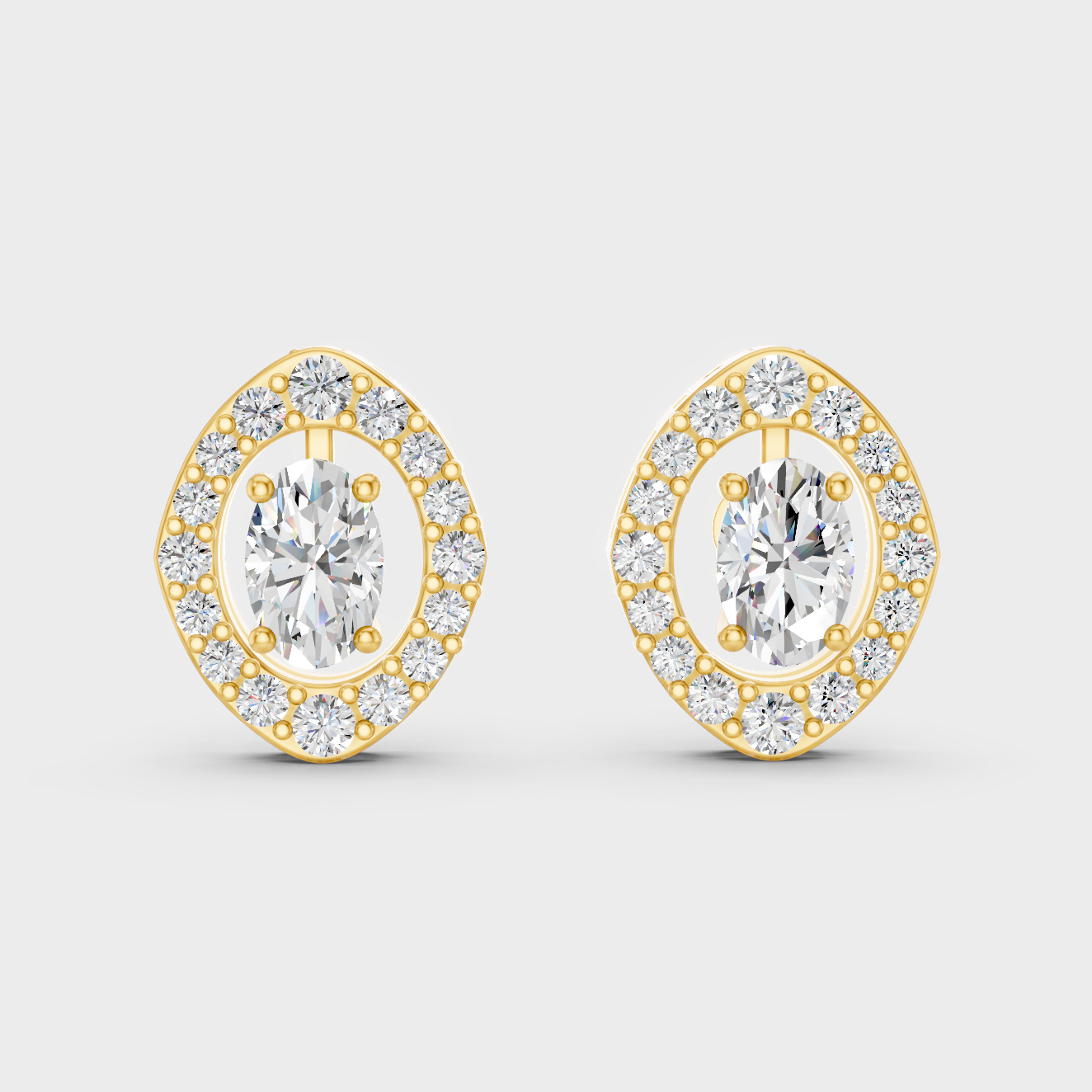 Fine Yellow Gold Diamond Convertible Earrings With Brilliant 1.14 Ct Total Weight Certified Lab-Grown Diamonds
