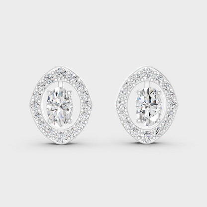 Premium 950 Platinum Convertible Earrings Featuring 1.14 Ct TW Certified Oval And Round Cut Diamonds