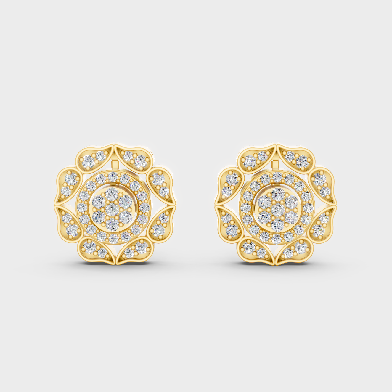 Fine Yellow Gold Diamond Convertible Earrings With Brilliant 0.54 Ct Total Weight Certified Lab-Grown Diamonds