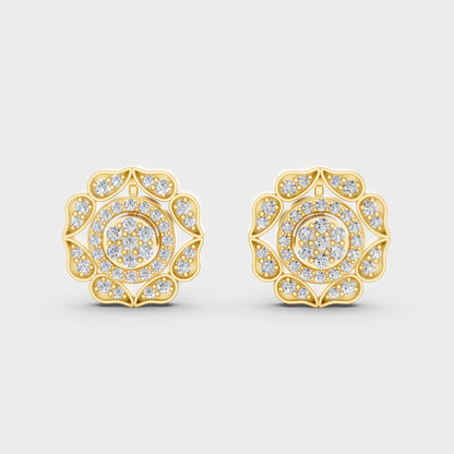 Fine Yellow Gold Diamond Convertible Earrings With Brilliant 0.54 Ct Total Weight Certified Lab-Grown Diamonds