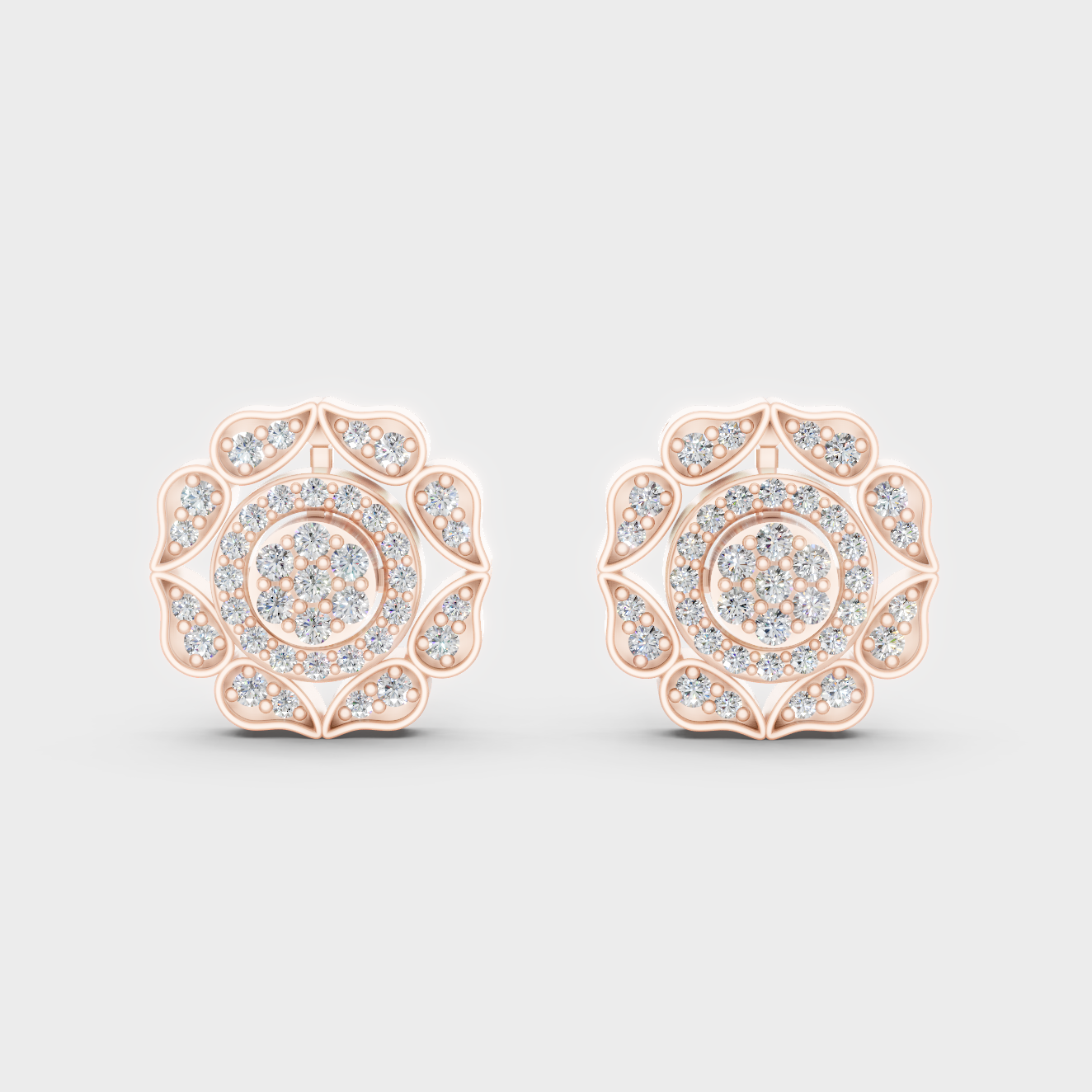 Premium Rose Gold Lab-Grown Diamond Convertible Earrings Featuring Sparkling Certified Round Diamonds In Elegant Design