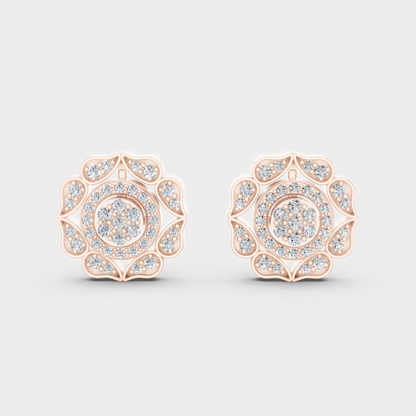 Premium Rose Gold Lab-Grown Diamond Convertible Earrings Featuring Sparkling Certified Round Diamonds In Elegant Design
