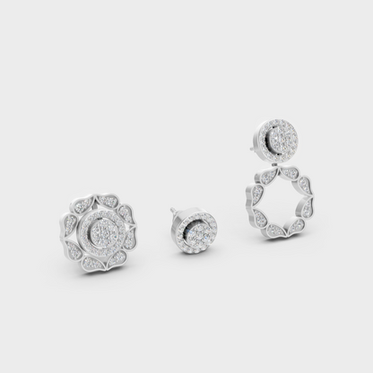 White Gold Lab-Grown Diamond Convertible Earrings Featuring 0.54 Ct Total Weight Certified Round Cut Diamonds