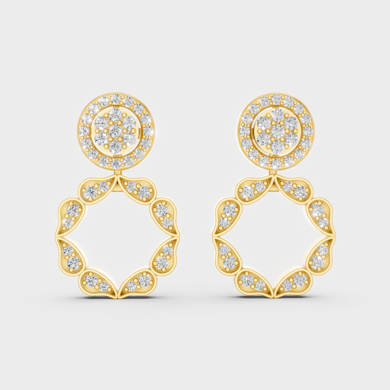 Luxury Yellow Gold Convertible Earrings With Certified Lab-Grown Round Diamonds Totaling 0.54 Ct TW For Elegant Sparkle