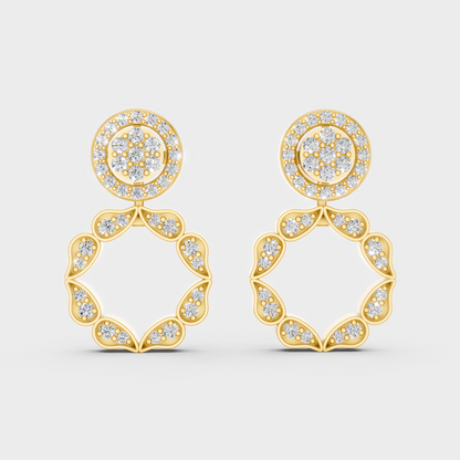 Luxury Yellow Gold Convertible Earrings With Certified Lab-Grown Round Diamonds Totaling 0.54 Ct TW For Elegant Sparkle