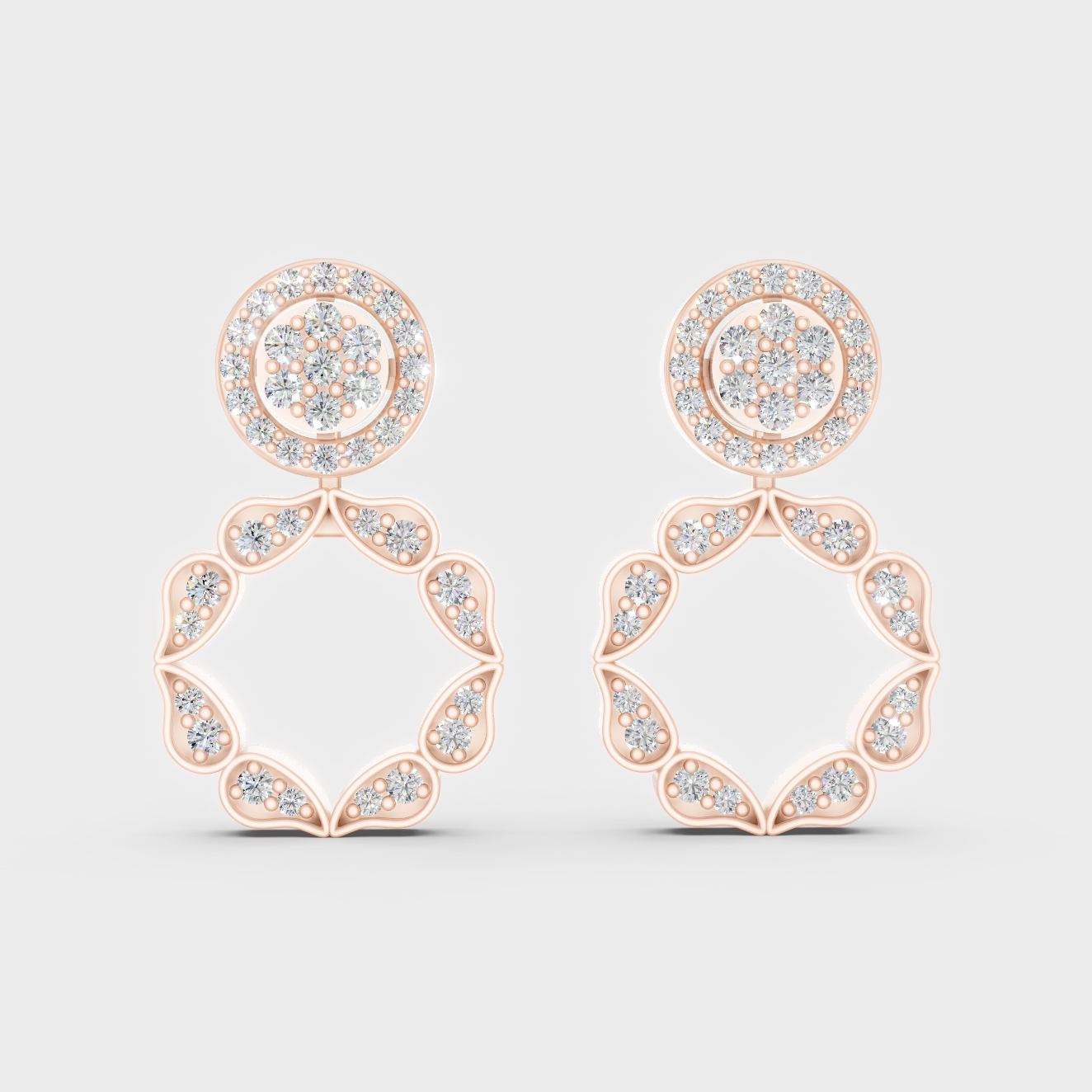 Ethical Luxury Rose Gold Diamond Earrings Crafted With Certified Lab-Grown Round Diamonds For Modern Elegance