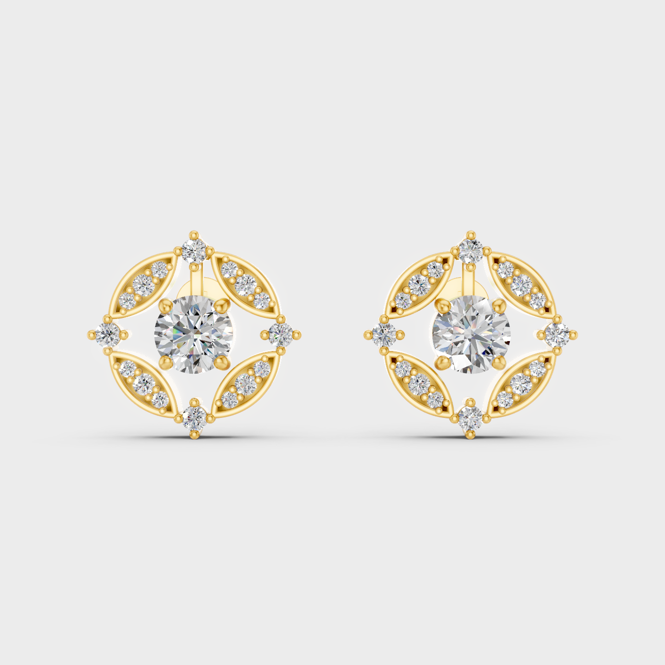 Elegant Yellow Gold Lab-Grown Diamond Convertible Earrings Featuring Certified Round Cut Diamonds For Ethical Luxury