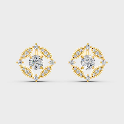 Elegant Yellow Gold Lab-Grown Diamond Convertible Earrings Featuring Certified Round Cut Diamonds For Ethical Luxury