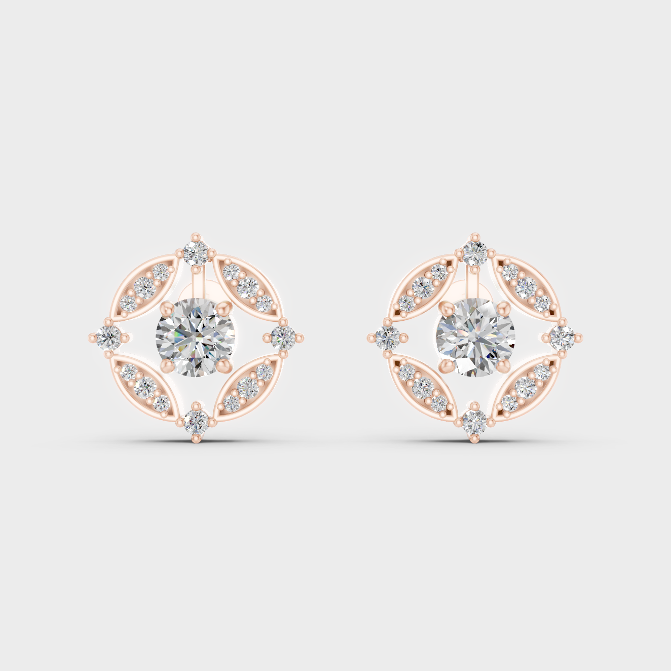 Premium Rose Gold Lab-Grown Diamond Convertible Earrings Featuring Sparkling Certified Round Diamonds In Timeless Design