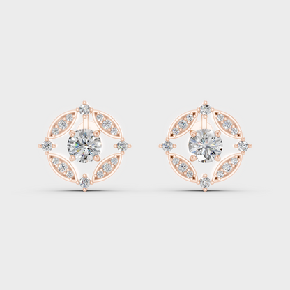 Premium Rose Gold Lab-Grown Diamond Convertible Earrings Featuring Sparkling Certified Round Diamonds In Timeless Design