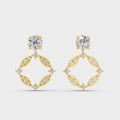 Luxury Yellow Gold Convertible Earrings With Certified Lab-Grown Round Diamonds Totaling 1.14 Ct TW For Brilliant Sparkle