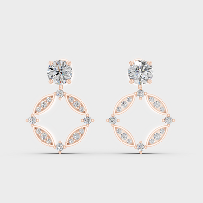 Ethical Luxury Rose Gold Diamond Earrings Crafted With Certified Lab-Grown Round Diamonds For Modern Elegance