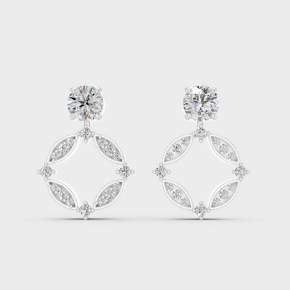 Elegant White Gold Diamond Convertible Earrings Crafted With Certified Lab-Grown Round Diamonds In Convertible Design