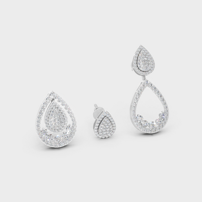 Elegant White Gold Diamond Convertible Earrings Crafted With Certified Lab-Grown Round Diamonds In Convertible Design