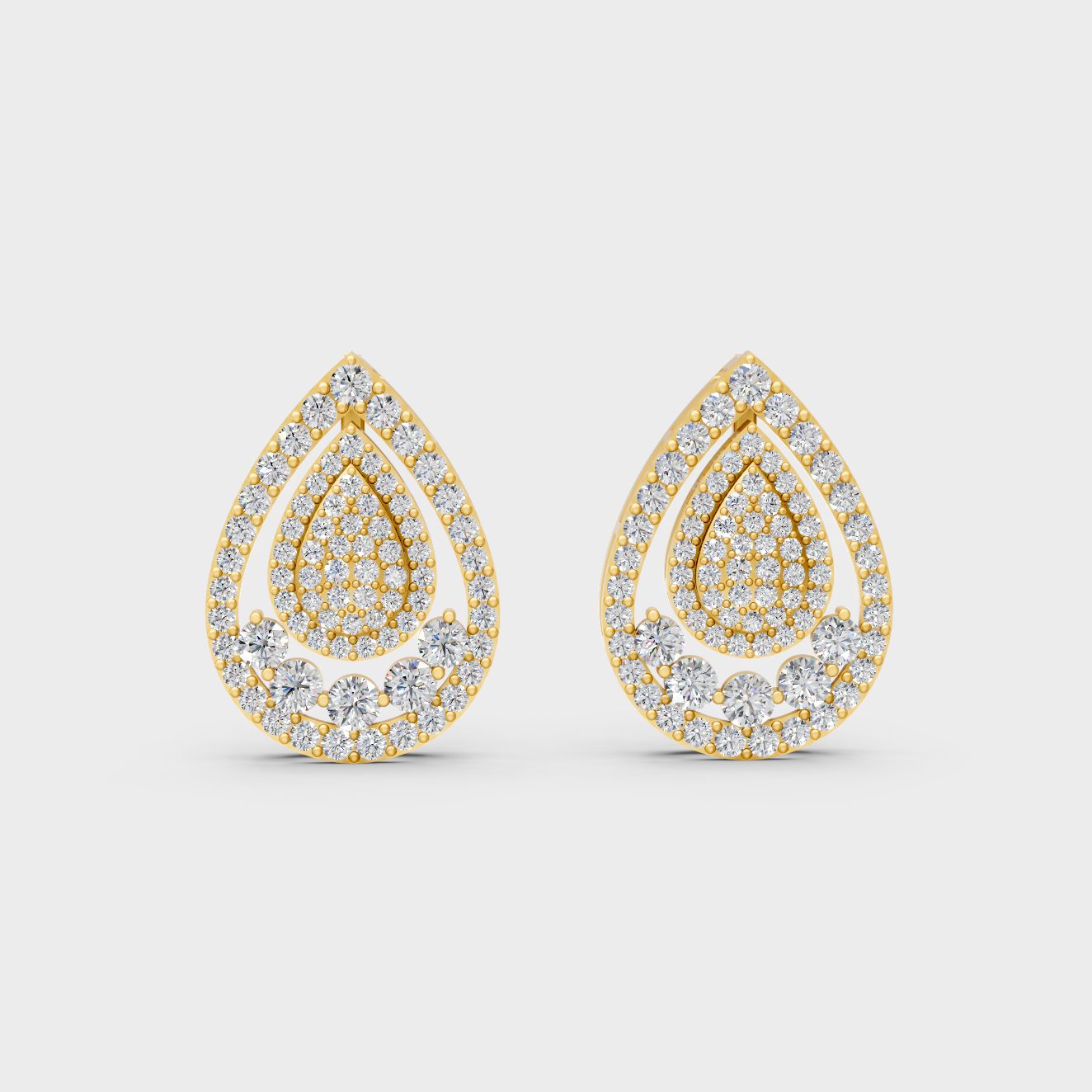 Elegant Yellow Gold Lab-Grown Diamond Convertible Earrings Featuring Certified Round Cut Diamonds For Ethical Luxury
