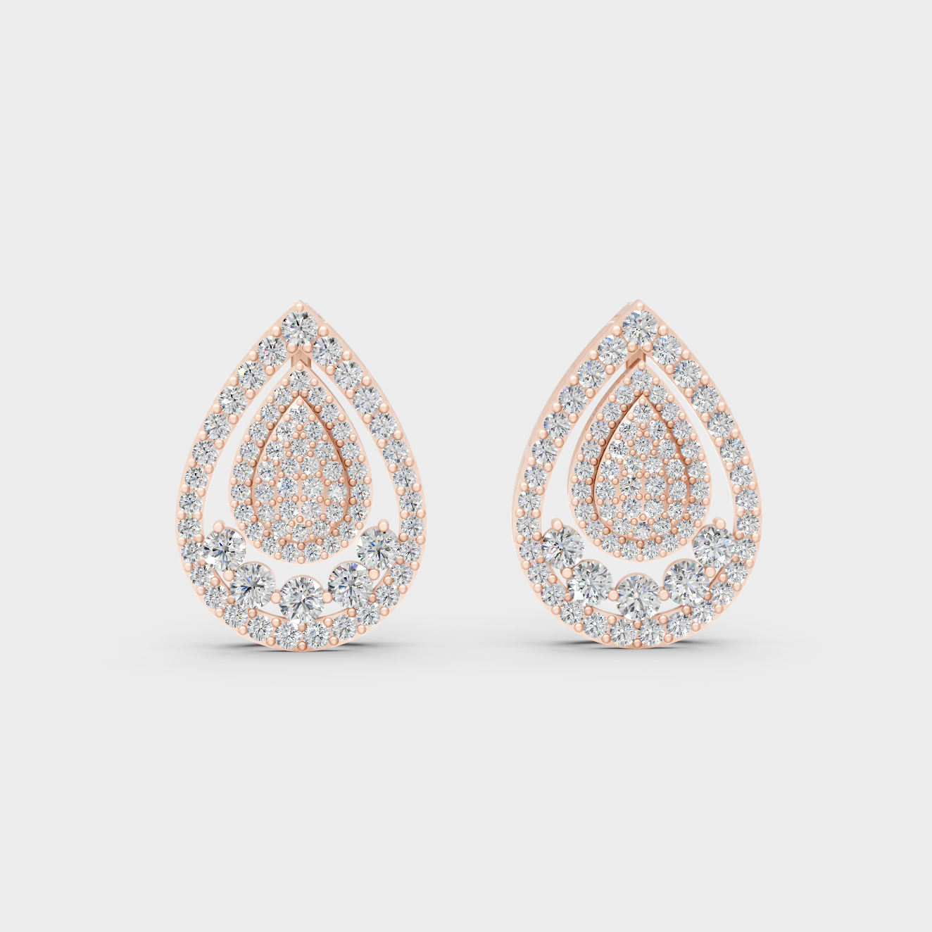 Premium Rose Gold Lab-Grown Diamond Convertible Earrings Featuring Sparkling Certified Round Diamonds In Luxury Design
