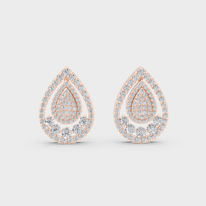 Premium Rose Gold Lab-Grown Diamond Convertible Earrings Featuring Sparkling Certified Round Diamonds In Luxury Design