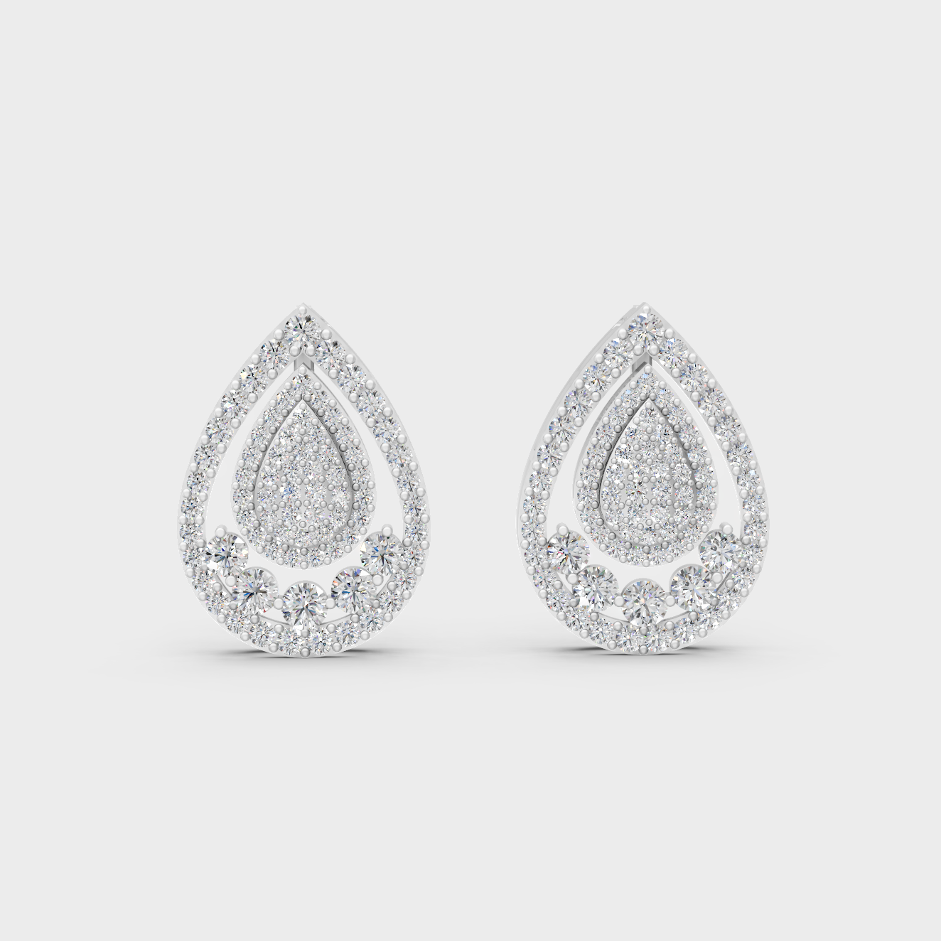 Fine White Gold Earrings With 1.62 Carat Each Certified Lab-Grown Diamond For Sophisticated Luxury Styling