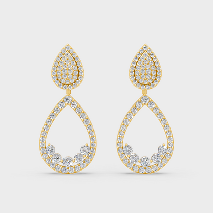 Luxury Yellow Gold Convertible Earrings With Certified Lab-Grown Round Diamonds Totaling 3.24 Ct TW For Brilliant Sparkle