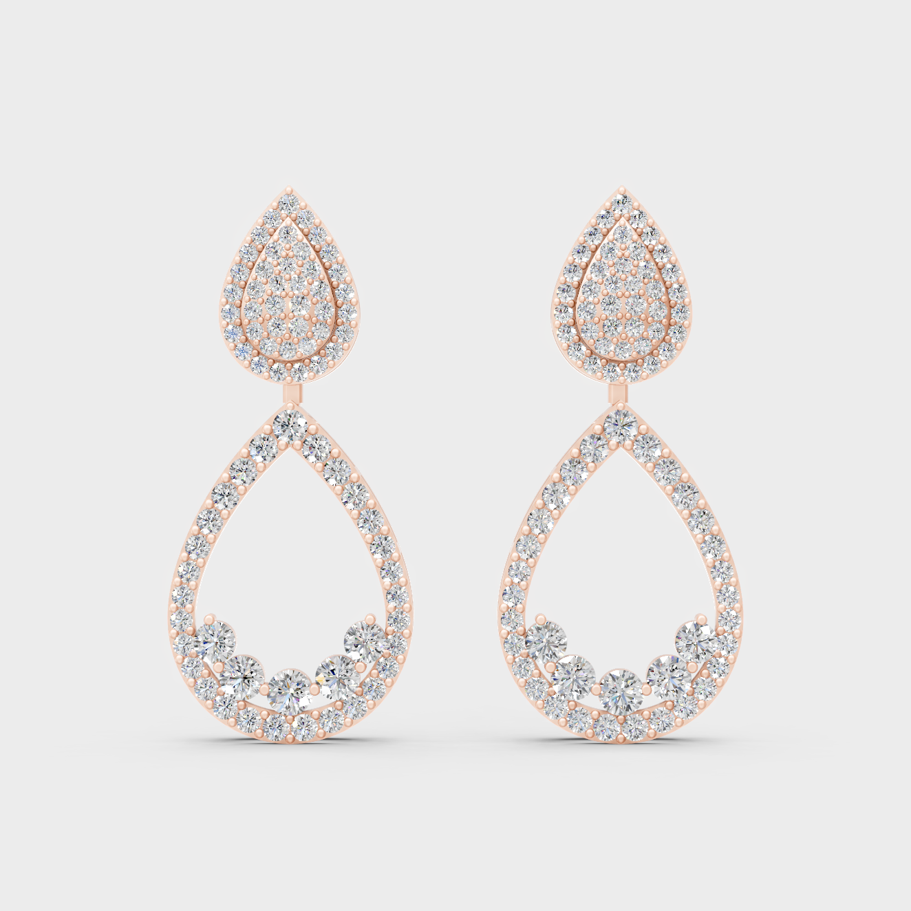 Ethical Luxury Rose Gold Diamond Earrings Crafted With Certified Lab-Grown Round Diamonds For Modern Elegance
