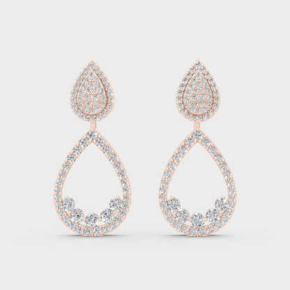 Ethical Luxury Rose Gold Diamond Earrings Crafted With Certified Lab-Grown Round Diamonds For Modern Elegance