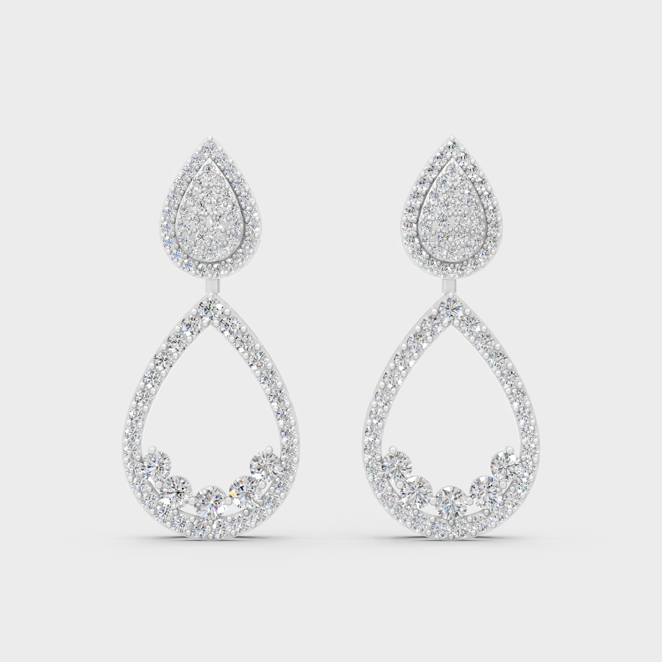 Ethical Platinum Diamond Convertible Earrings With Certified Lab-Grown Round Diamonds For Refined Sparkle And Luxury