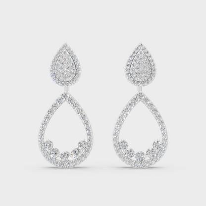 Ethical Platinum Diamond Convertible Earrings With Certified Lab-Grown Round Diamonds For Refined Sparkle And Luxury