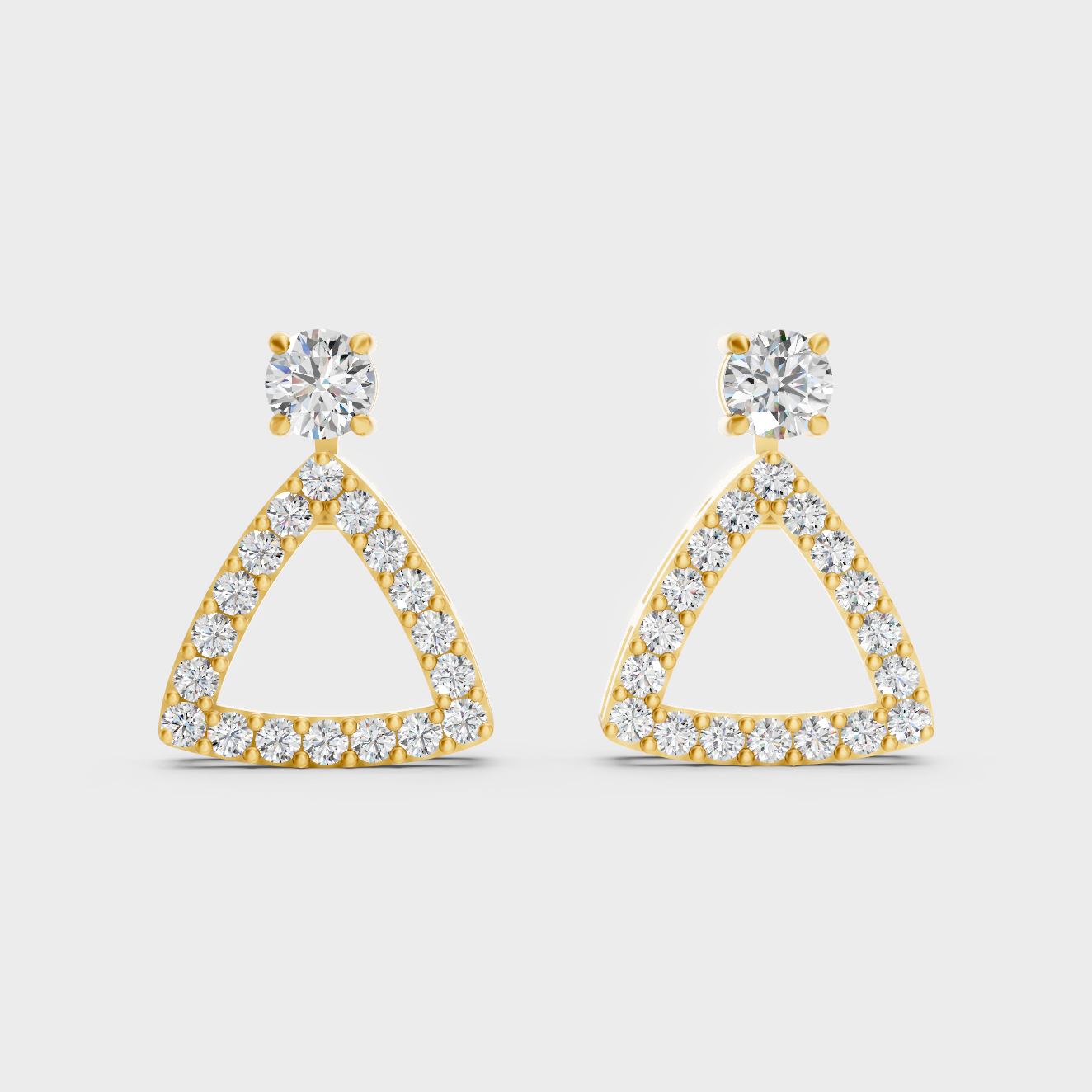 Luxury Yellow Gold Convertible Earrings With Certified Lab-Grown Round Diamonds Totaling 1.36 Ct TW For Brilliant Sparkle