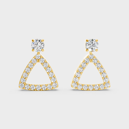 Luxury Yellow Gold Convertible Earrings With Certified Lab-Grown Round Diamonds Totaling 1.36 Ct TW For Brilliant Sparkle