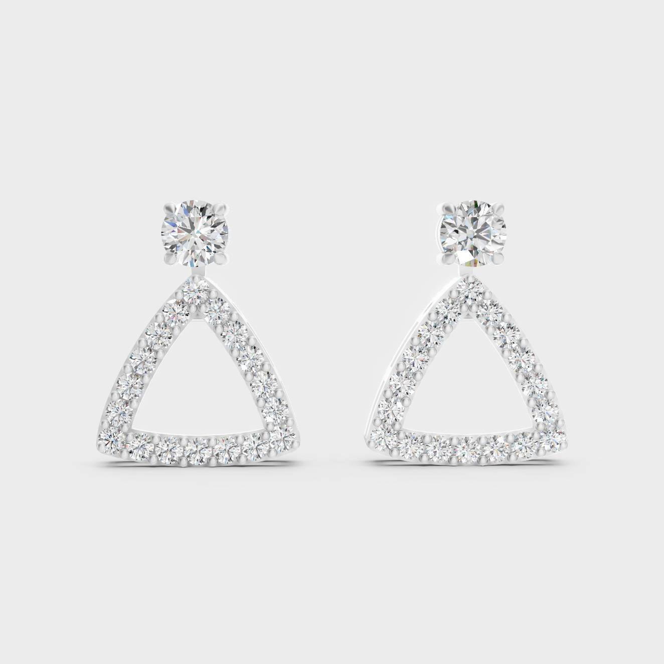 Elegant White Gold Diamond Convertible Earrings Crafted With Certified Lab-Grown Round Diamonds In Convertible Design
