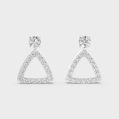 Elegant White Gold Diamond Convertible Earrings Crafted With Certified Lab-Grown Round Diamonds In Convertible Design