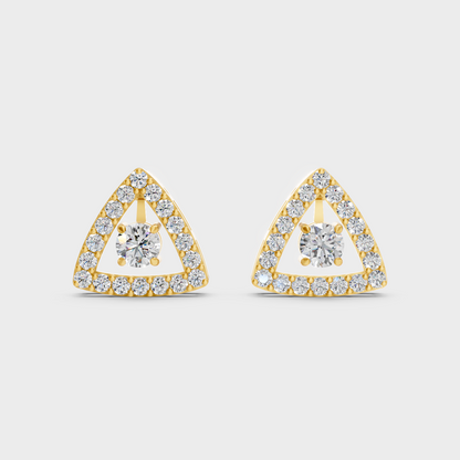 Fine Yellow Gold Diamond Convertible Earrings With Brilliant 1.36 Ct Total Weight Certified Lab-Grown Diamonds