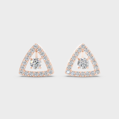Premium Rose Gold Lab-Grown Diamond Convertible Earrings Featuring Sparkling Certified Round Diamonds In Timeless Design