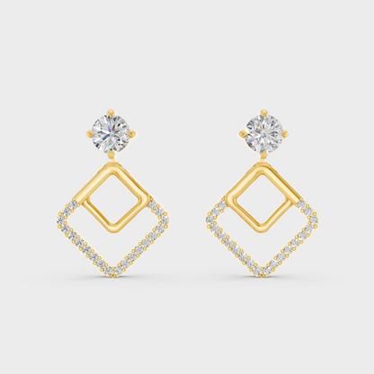 Luxury Yellow Gold Convertible Earrings With Certified Lab-Grown Round Diamonds Totaling 2 Ct TW For Brilliant Sparkle