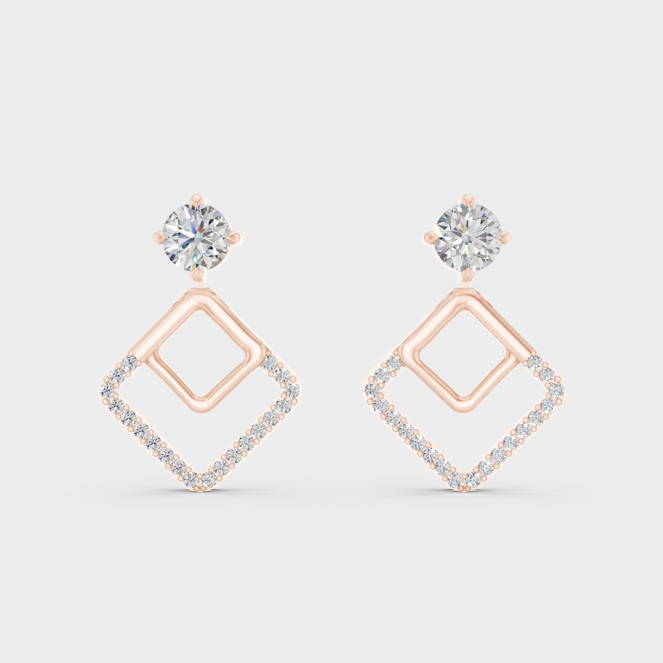 Ethical Luxury Rose Gold Diamond Earrings Crafted With Certified Lab-Grown Round Diamonds For Modern Elegance