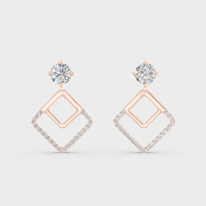 Ethical Luxury Rose Gold Diamond Earrings Crafted With Certified Lab-Grown Round Diamonds For Modern Elegance