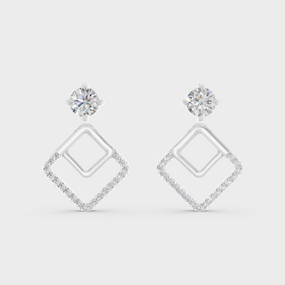 Elegant White Gold Diamond Convertible Earrings Crafted With Certified Lab-Grown Round Diamonds In Convertible Design