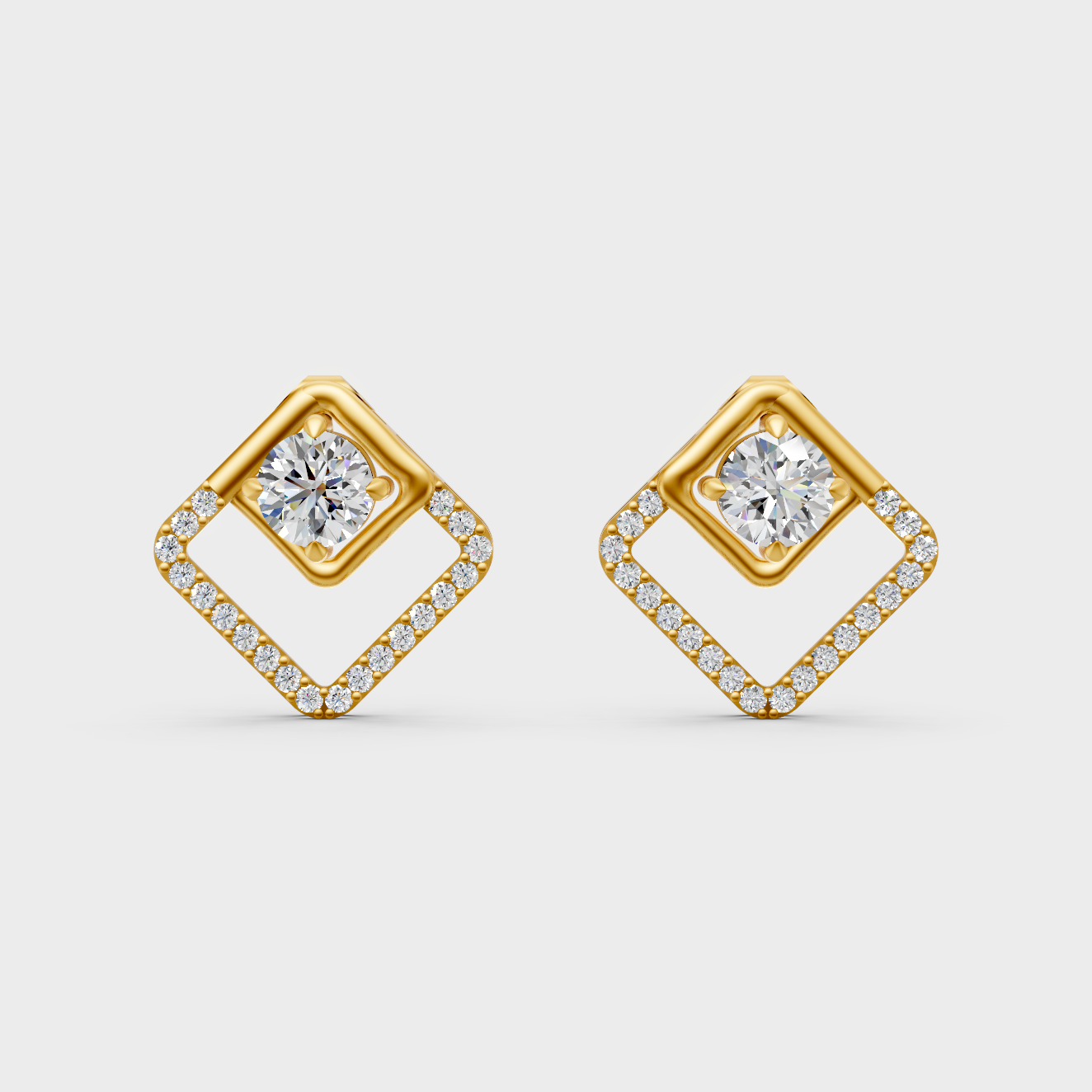 Fine Yellow Gold Diamond Convertible Earrings With Brilliant 2 Carat Total Weight Certified Lab-Grown Diamonds