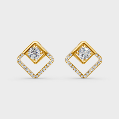 Fine Yellow Gold Diamond Convertible Earrings With Brilliant 2 Carat Total Weight Certified Lab-Grown Diamonds