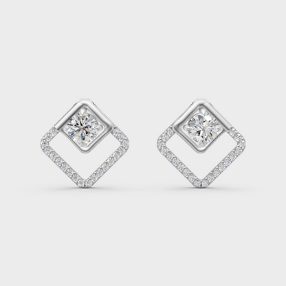 Ethical Platinum Diamond Convertible Earrings With Certified Lab-Grown Round Diamonds For Refined Sparkle And Luxury