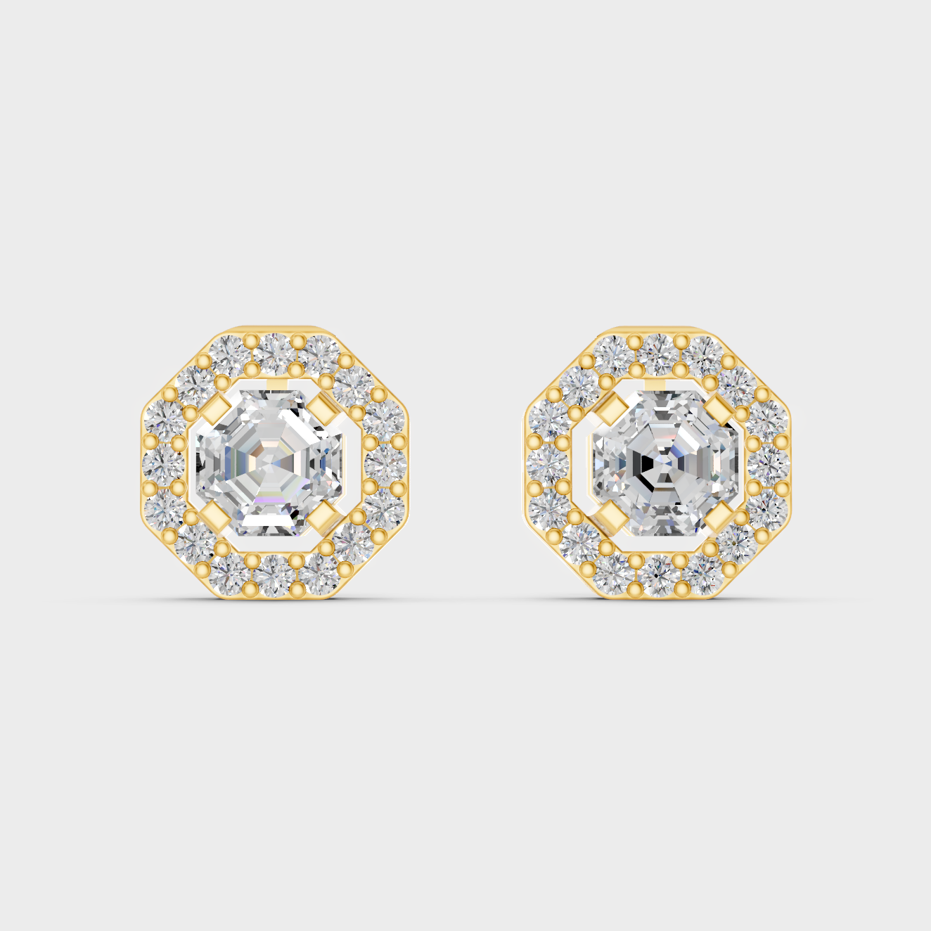 Fine Yellow Gold Diamond Convertible Earrings With Brilliant 2.6 Carat Total Weight Certified Lab-Grown Diamonds