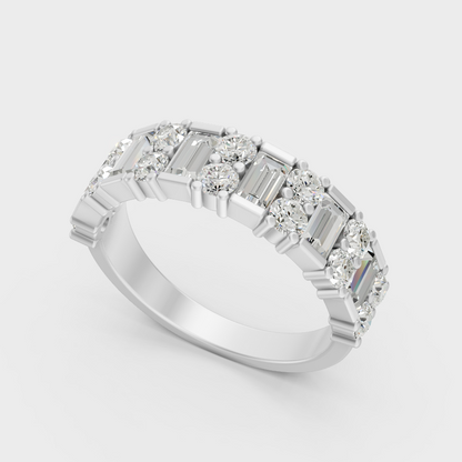 Platinum Round Baguette Cut Diamond Band Timeless Elegance