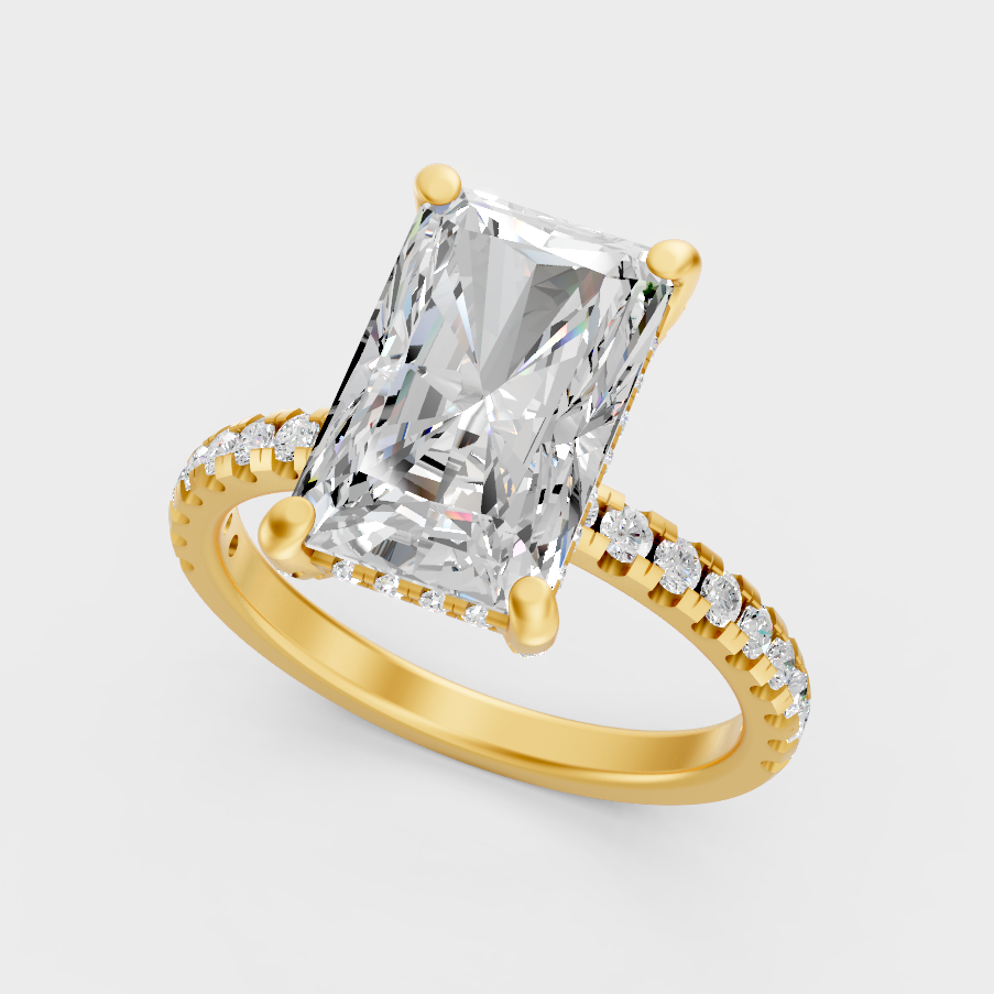 4.15 Ct Radiant Diamond Ring In Yellow Gold Fine Jewelry