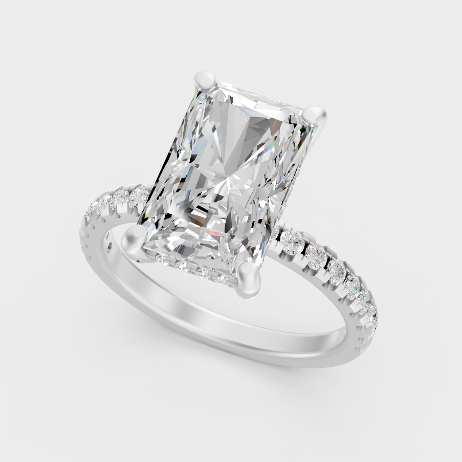 Platinum Radiant And Round Cut Diamond Ring Timeless Elegance