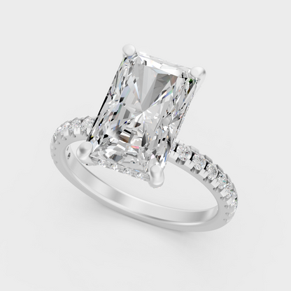 Platinum Radiant And Round Cut Diamond Ring Timeless Elegance