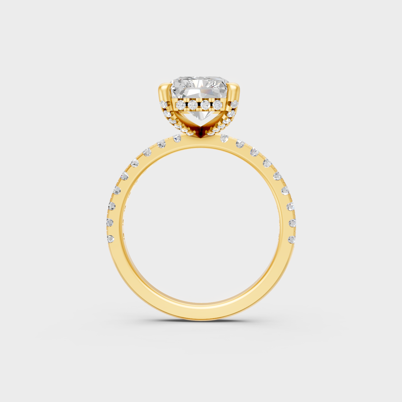 Yellow Gold Radiant Diamond Bridal Ring Luxury Style
