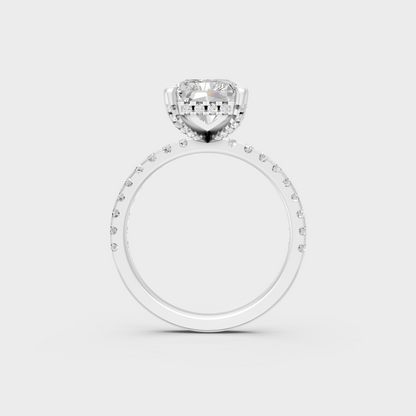 White Gold Radiant Proposal Ring With Brilliant Round Sparkle