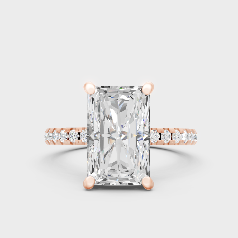 Contemporary Lab Diamond Radiant Ring In Rose Gold