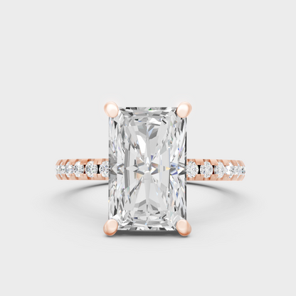 Contemporary Lab Diamond Radiant Ring In Rose Gold